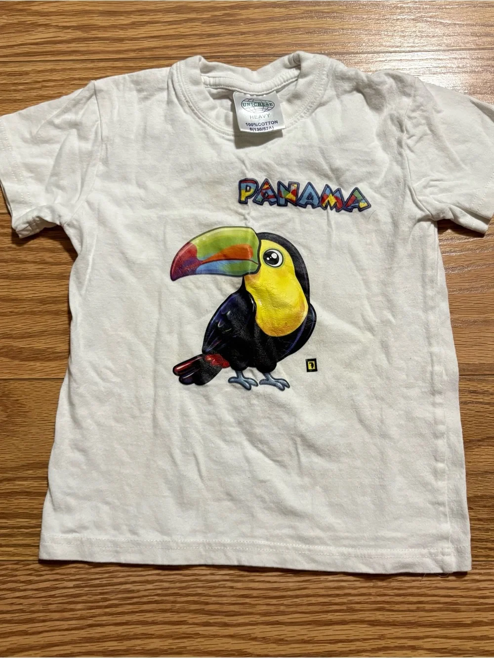 Vintage 90s Panama Toucan Bird Shirt Kids Youth 8 Travel Vacation Beach Cotton